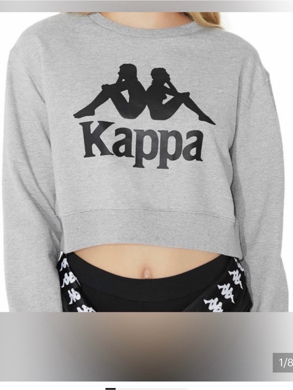 Kappa Gray Crop Sweatshirt with Black Logo